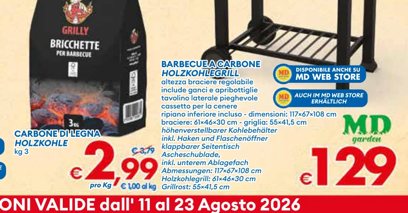 GRILLY BARBECUEACARBONE DISPONIBILE
