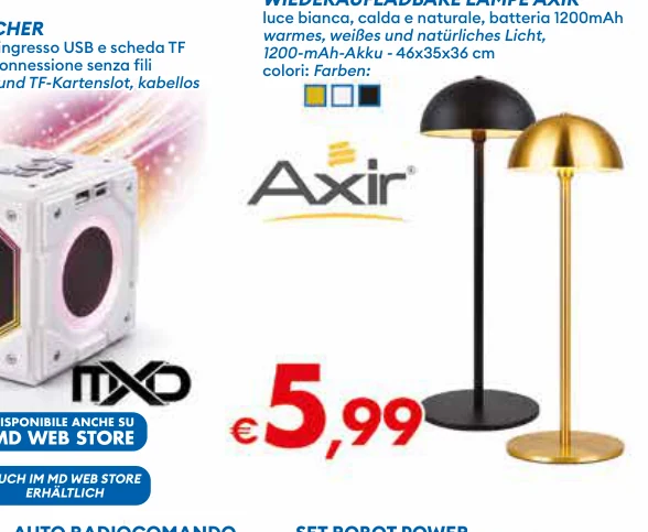 luce bianca, calda e naturale, batteria 1200mAh warmes, weiBes und naturliches Licht, 1200-mAh-Akku -46x35x36 cm colori: Farben:
