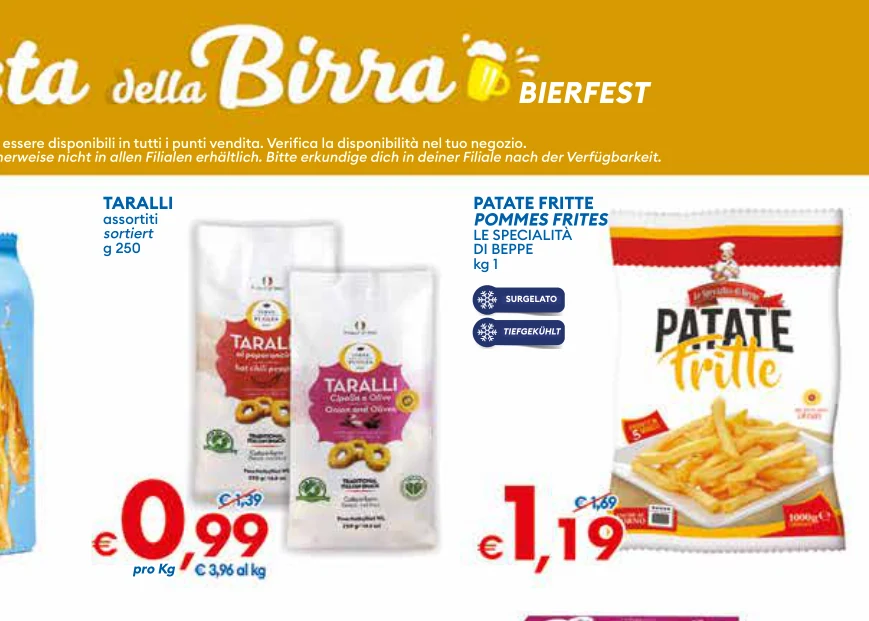 TARALLI PATATEFRITTE assortiti POMMESFRITES sortiert