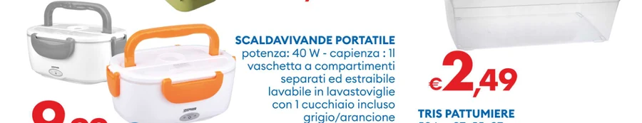 SCALDAVIVANDEPORTATILE vaschettaacompartimenti separatiedestraibile