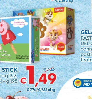 囍SURGELATO 6GELATISTICK C249 Peppa Pig-g 192 Paw Patrol-g 198