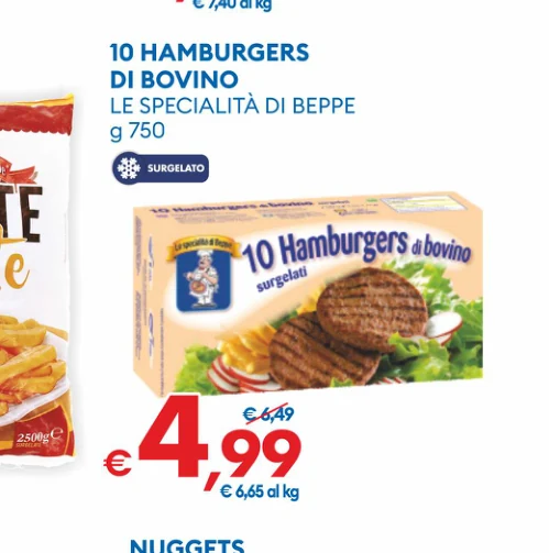 10HAMBURGERS DI BOVINO LESPECIALITADIBEPPE g 750