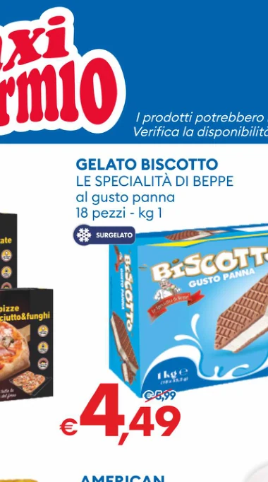GELATOBISCOTTO LESPECIALITADIBEPPE algusto panna 18 pezzi - kg1