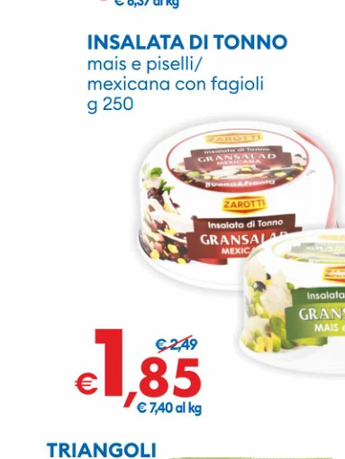 INSALATADITONNO mais e piselli/ mexicanaconfagioli g 250