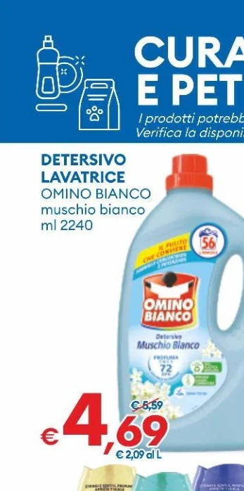 DETERSIVO LAVATRICE OMINO BIANCO muschio bianco ml 2240