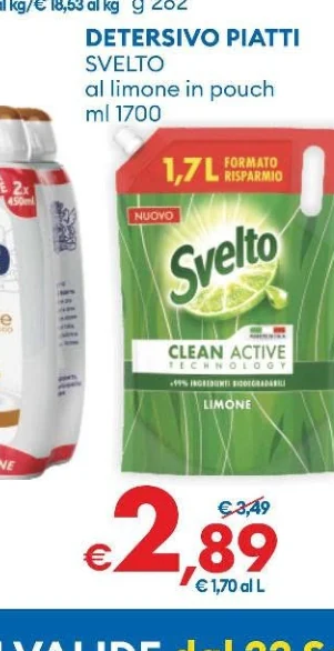 DETERSIVOPIATTI SVELTO al limone in pouch ml 1700