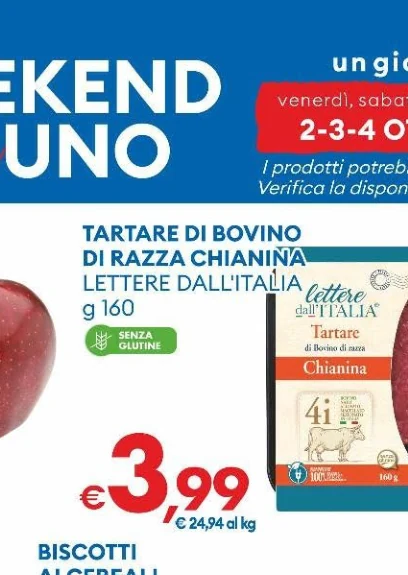TARTARE DI BOVINO DI RAZZA CHIANINA Lettere dall'Italia g 160