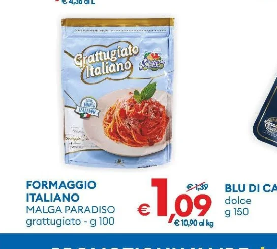 FORMAGGIO ITALIANO MALGA PARADISO grattugiato g 100