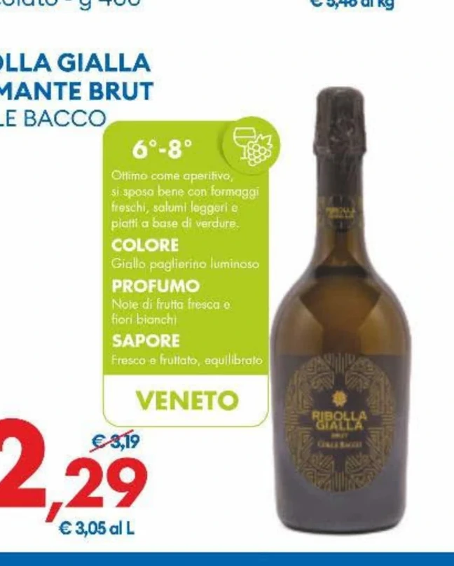RIBOLLA GIALLA SPUMANTE BRUT COLLE BACCO cl 75