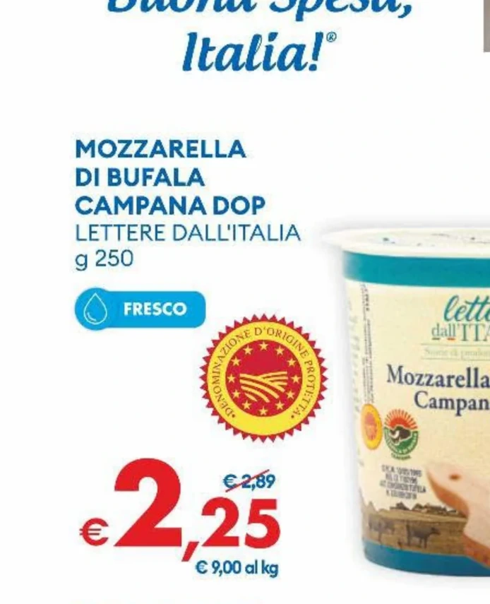 MOZZARELLA DI BUFALA CAMPANA DOP LETTERE DALL'ITALIA g 250