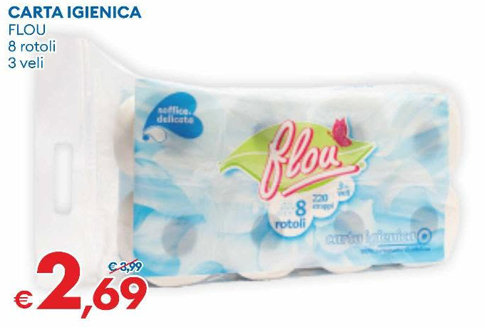 CARTA IGIENICA 8 rotoli 3 veli - FLOU