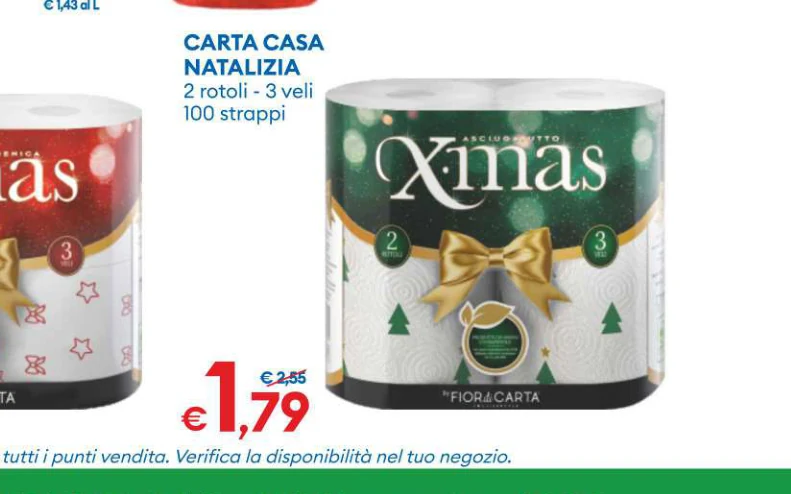 CARTACASA NATALIZIA 2rotoli-3veli 100strappi