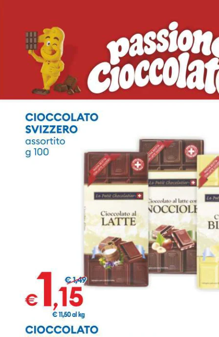 CIOCCOLATO SVIZZERO assortito g 100