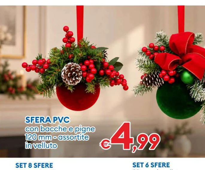 SFERAPVC con baccheepigne 120mm-assortite in velluto