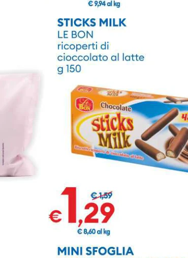 STICKSMILK ricoperti di cioccolatoallatte - Le Bon