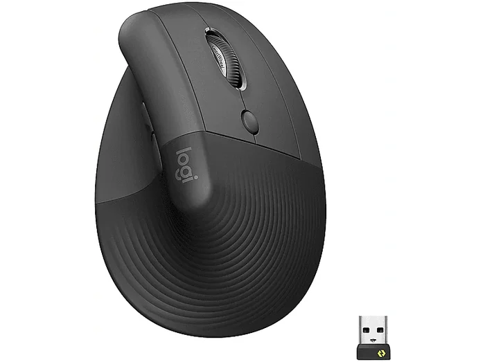 MOUSE WIRELESS LIFT VERTICAL, Collegamento Bluetooth, Ingresso: Otticamente a diodi laser, Scrolling a 4 direzioni, Risoluzione max 4000 dpi, forma ergonomica, GRIGIO - LOGITECH