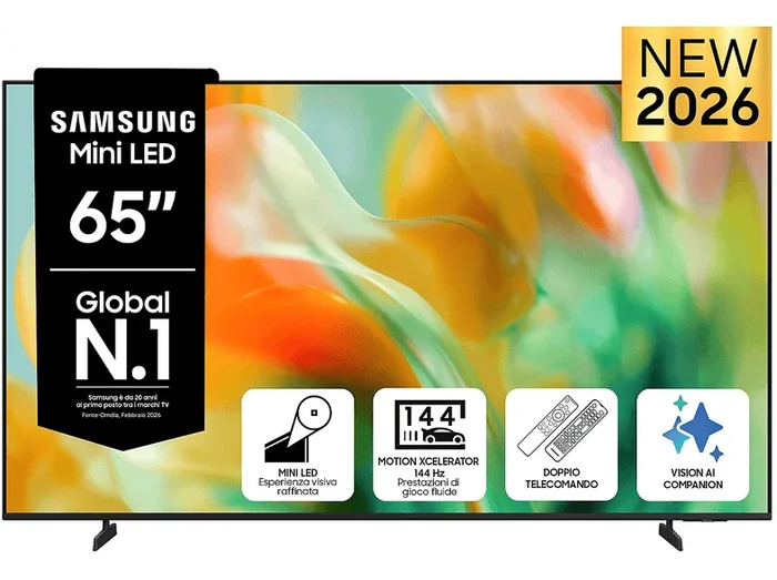 Mini LED AI TV 65" UE65M80HAUXZT 4K, Processore NQ4 AI Gen2, 4K Upscaling, Color Booster Pro, OTS Lite, Metal Stream Design, Vision AI Smart TV, 2026 - SAMSUNG
