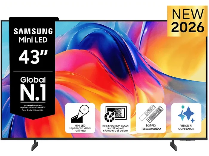 Mini LED AI TV 43" UE43M70HAUXZT 4K, Processore Mini LED 4K, 4K Upscaling, Color Booster, OTS Lite, Metal Stream Design, Vision AI Smart TV, 2026 - SAMSUNG