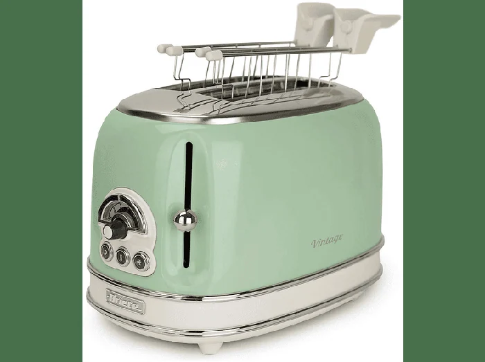 Tostapane TOSTAPANE VINTAGE VERDE, Potenza 800 W, Numero di fessure per tostare 2, Livelli di tostatura 6 , Sistema di sollevamento, Funzione scongelamento, Raccoglitore briciole, VERDE - ARIETE