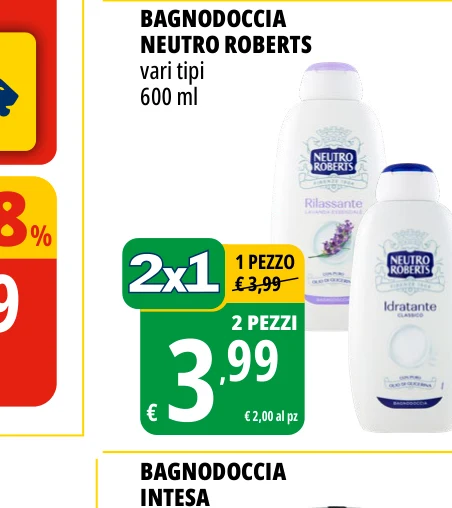 BAGNODOCCIA NEUTRO ROBERTS vari tipi 600 ml