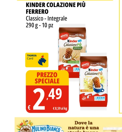 KINDER COLAZIONE PIÙ FERRERO Classico - Integrale 290 g - 10 pz