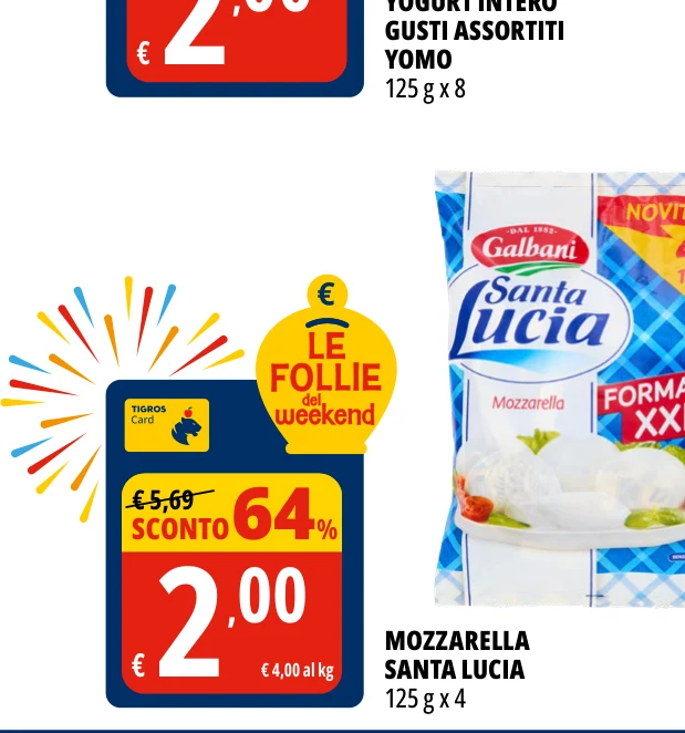 MOZZARELLA SANTA LUCIA 125 g x 4