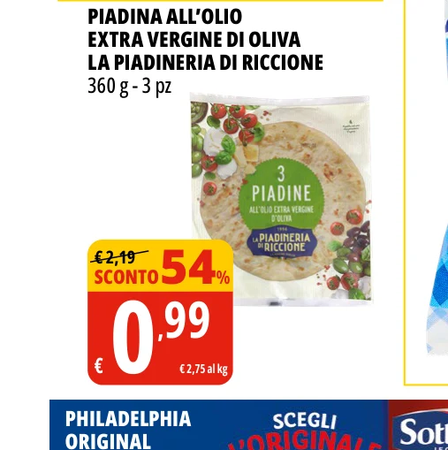 PIADINA ALL’OLIO EXTRA VERGINE DI OLIVA LA PIADINERIA DI RICCIONE 360 g - 3 pz