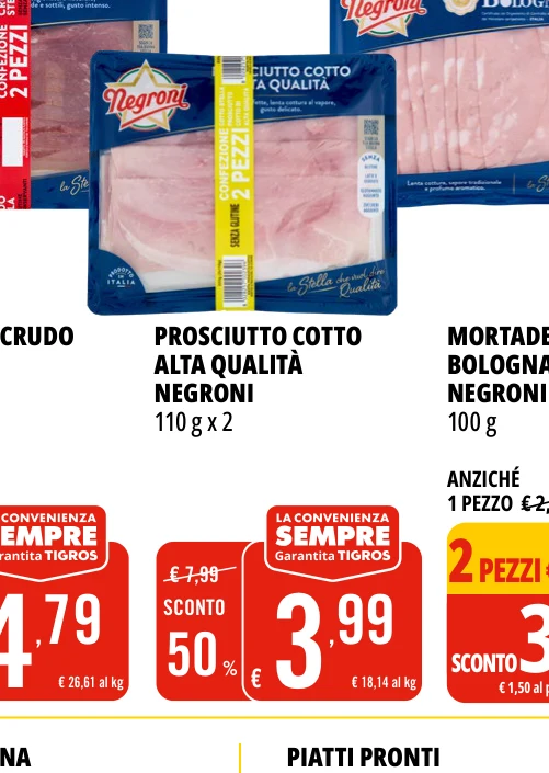 PROSCIUTTO COTTO ALTA QUALITÀ NEGRONI 110 g x 2