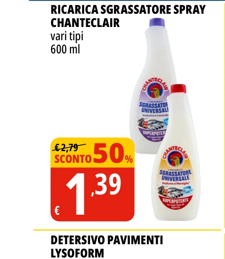 RICARICA SGRASSATORE SPRAY CHANTECLAIR vari tipi 600 ml