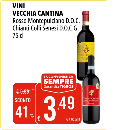 VINI VECCHIA CANTINA Rosso Montepulciano D.O.C. Chianti Colli Senesi D.O.C.G. 75 cl