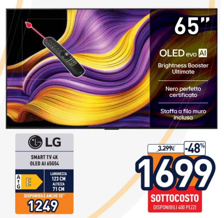 Smart TV 4K OLED AI LG 65G54 65 pollici