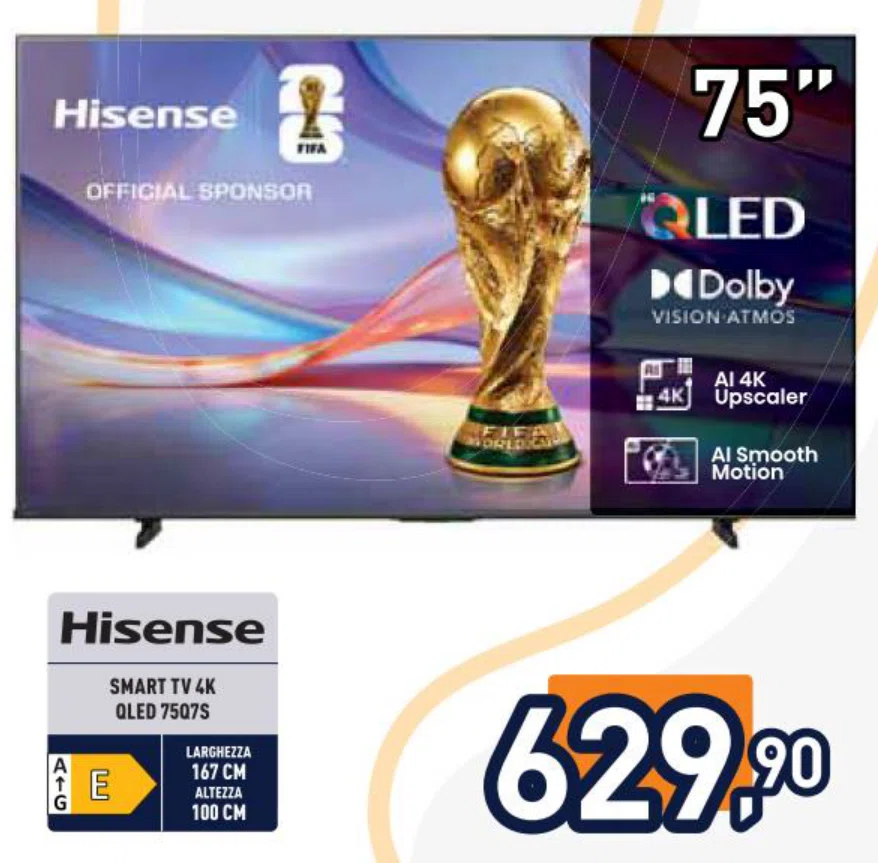 Smart TV 4K QLED Hisense 75Q7S 75 pollici