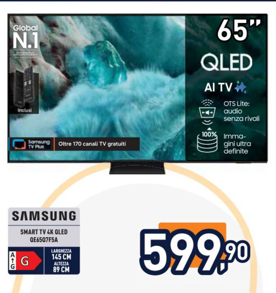 Smart TV 4K QLED Samsung QE65Q7F5A 65 pollici