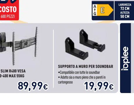 Ioplee Compatibilecontuttelesoundbar GHOSTSLIMR400VESA 200-300-400MAX55KG