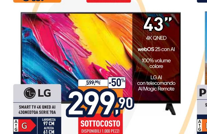LG SMARTTV4KQNEDAI 43QNED7QASERIE70A DISPONIBILI1.000PEZZI
