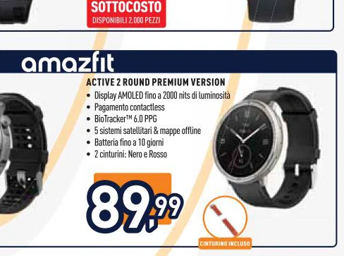 Amazfit Batteriafinoa10giorni 2cinturiniNeroeRosso