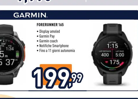 Garmin ·Notifiche Smartphone FORERUNNER165 Finoa11giorniautonomia