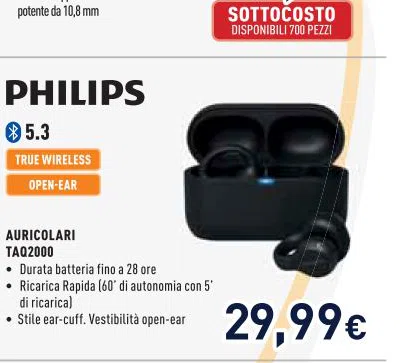 Philips AURICOLARI Duratabatteriafinoa28ore RicaricaRapida60diautonomiacon5
