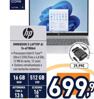 HP Tastiera retroilluminatae Utra5225UFinoa48GHz 12MBdiache12co
