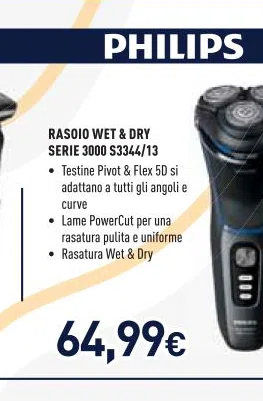 Philips RASOIOWETDRY SERIE3000S3344/13 TestinePivotFlex5Dsi