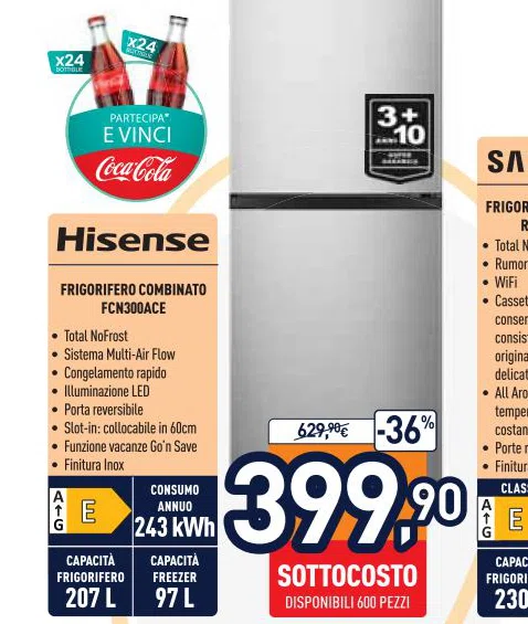 Hisense FRIGORIFERO 243kWh DISPONIBILI600PEZZI