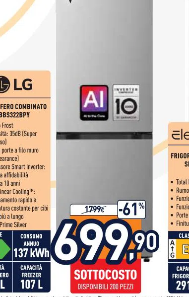 LG FRIGORIFERO 137kWh DISPONIBILI200PEZZI