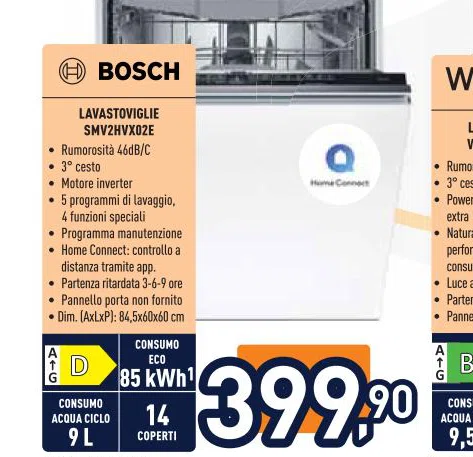 Bosch LAVASTOVIGLIE Dim.AxLxP845x60x60cm 85kWhl