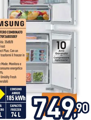 Samsung AlEnergyMode:Monitorae BRB70F26BDS0EF 185kWh