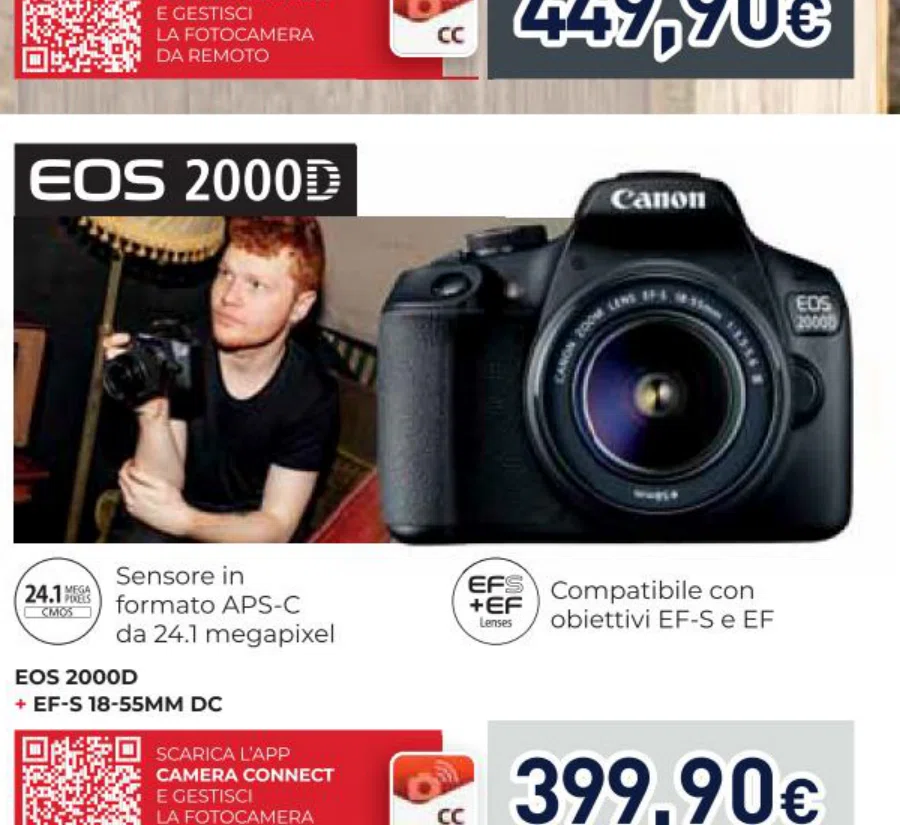 Fotocamera reflex Canon EOS 2000D con EF-S 18-55 mm