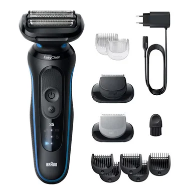 Series 5 Rasoio Elettrico, Fino a 50 min, +2 Accessori, 52-B1650S, Blu - Braun