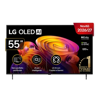 OLED AI 55'' Serie B6E OLED55B6ELC, 4K, Nero perfetto, Dolby Vision, Processore α8 Gen3, 120Hz, G-Sync, SMART TV 2026 - LG