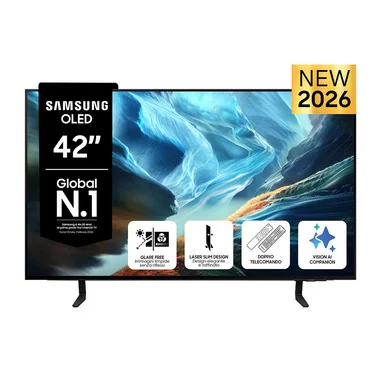 OLED AI TV 42" QE42S90HAEXZT 4K, Processore NQ4 AI Gen3, 4K AI Upscaling Pro, Glare Free, OLED HDR+, Motion Xcelerator 165Hz, Dolby Atmos & OTS Lite, Laser Slim Design, Vision AI Smart TV, 2026 - Samsung